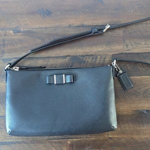 Coach Darcy Bow East West Black Leather Swingpack Crossbody (F51858)